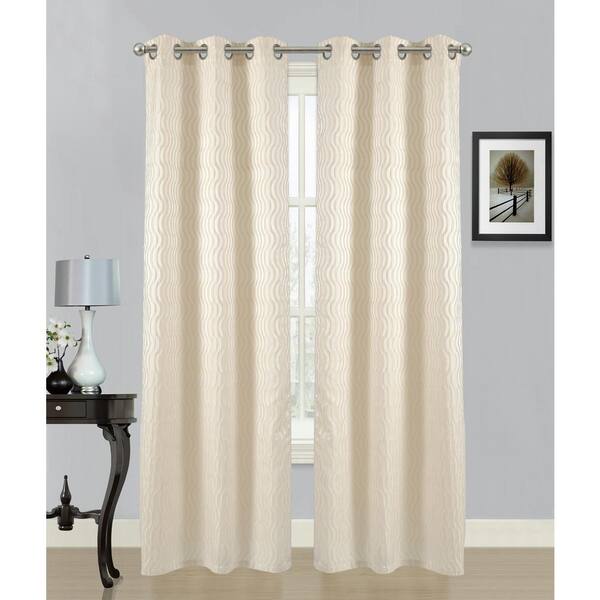 Dainty Home 84 in. Swirl Grommet Curtain Panel Pair in Ivory (2-Pack)
