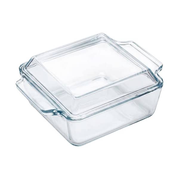 Square Glass Casserole Dish with Rectangular Glass Lid Microwave Safe Bakeware for Baking and Cooking