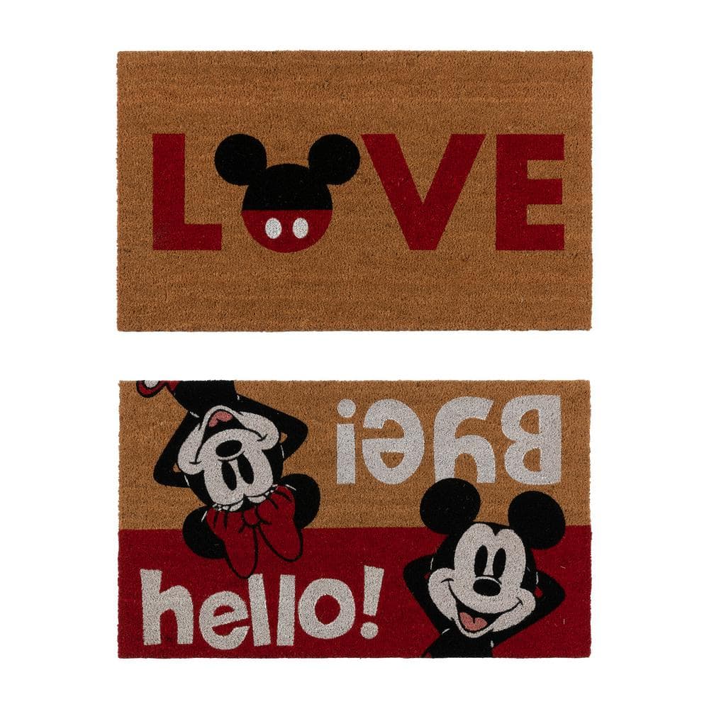 Disney Mickey Mouse Love and Hello Bye 20 in. x 34 in. Coir Door Mat (2Pack) 47533 The Home Depot