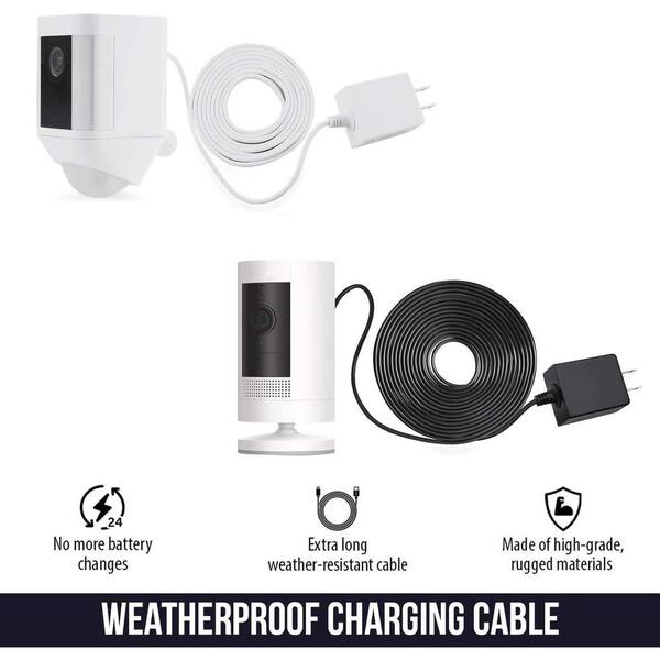 LANMU Power Adapter for Ring Spotlight Cam Battery,with 20ft Weatherproof Outdoor Power Cable Cord and Charger,No More Charging Your Ring Batteries Black 