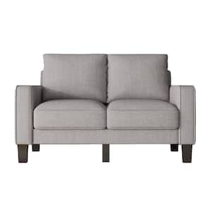 53 in. Square Arm Sofa Fabric Upholstered Straight Loveseat Sofa Couch with Thick Cushion for Living Room in Light Gray