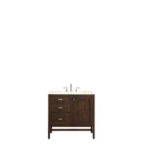 Addison 36 in. W x 23.5 in. D x 35.5 in. H Bath Vanity in Mid Century Acacia with Quartz Vanity Top in Eternal Marfil