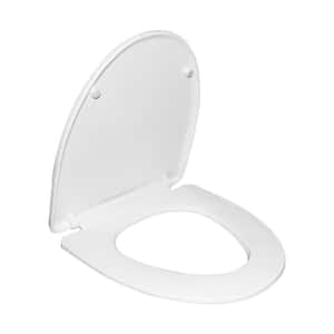 Elongated Quick-Release Soft-Close Closed Front Toilet Seat in White