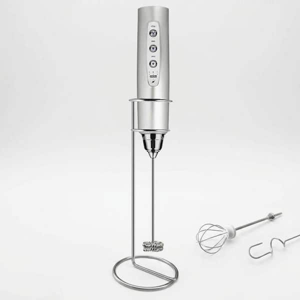 Rechargeable Milk Frother Wand Stainless Steel Whisks 3 Speed Stand Handheld Electric Drink Mixer