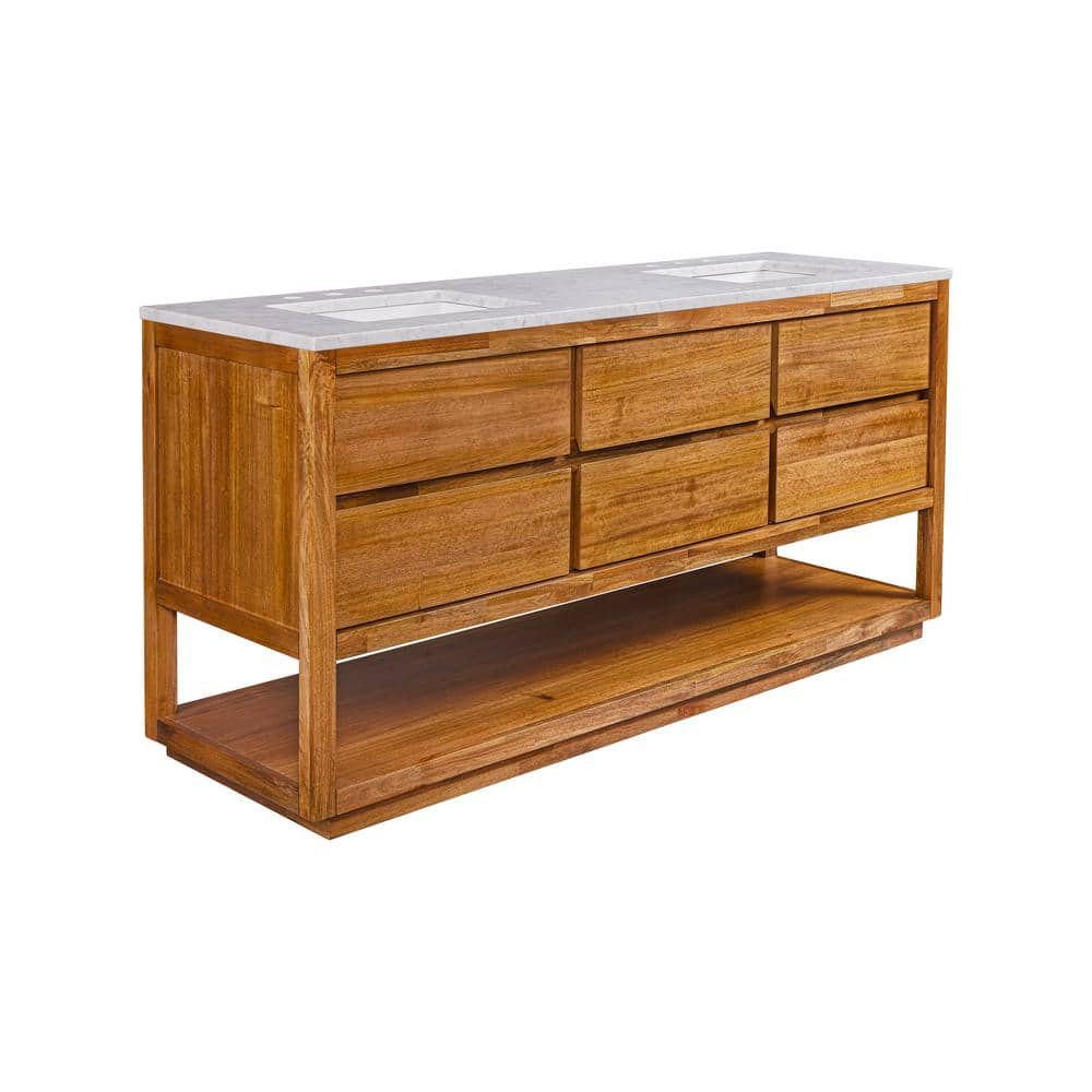 72'' Mango Wood Vanity with Carrara White Marble Top