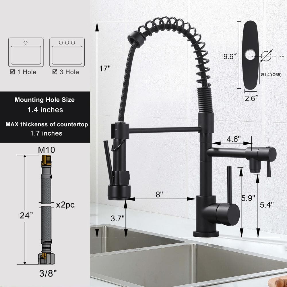 Matte Black Brass Pull Down Sprayer Kitchen Faucet