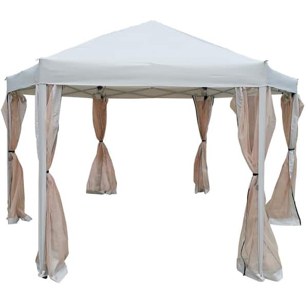 cenadinz 13 ft. W x 13 ft. D x 9.2 ft. Pop-Up Gazebo Tent Outdoor Canopy Hexagonal Canopies Gazebos and Pergolas 6 Sided