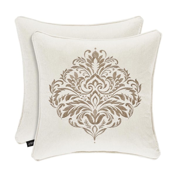 Square Embellished Geometric Decorative Throw Pillow Off-white