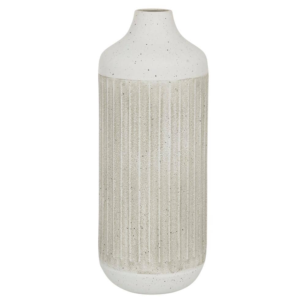 DecMode 17  Textured White Metal Vase
