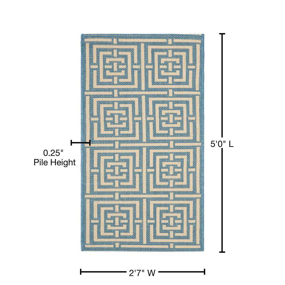 Resort-Style Blue Synthetic 5' x 7' Outdoor Area Rug
