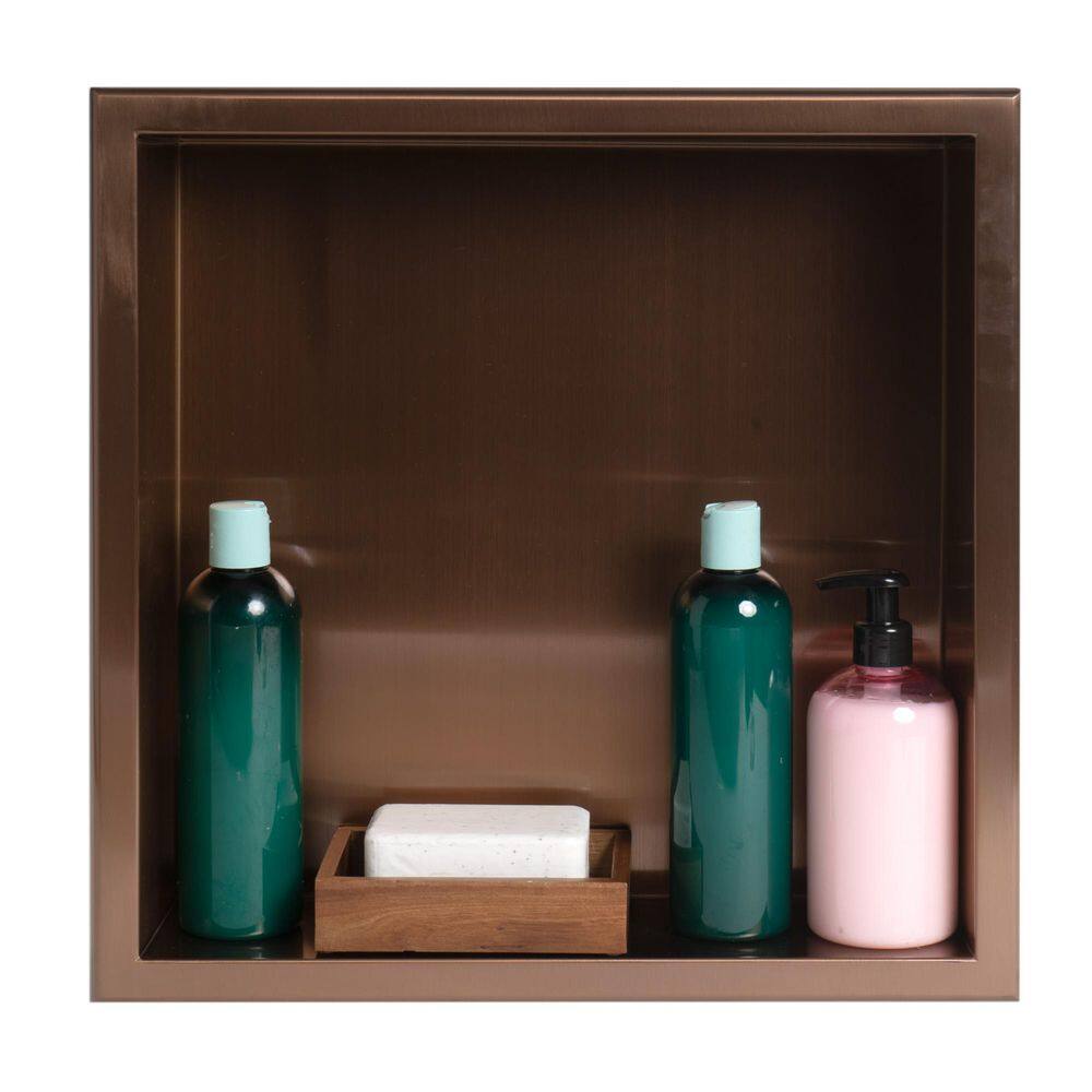 Brushed Copper 16" Square Stainless Steel Shower Niche