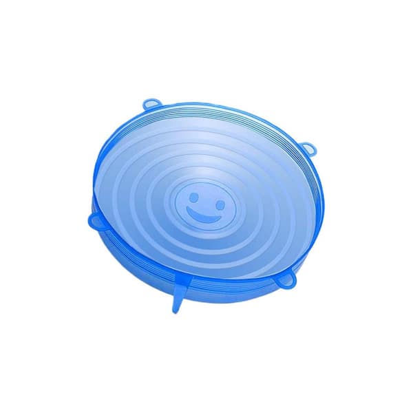 14 PCS Blue Reusable Silicone Stretch and Seal Lids for Food Storage, Flexible Round Bowl Covers, 7 Different Sizes