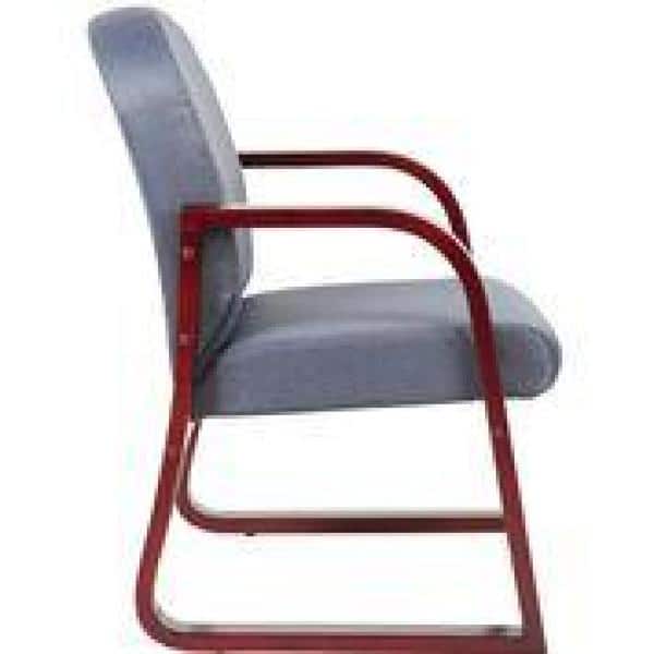 Elegant Mahogany Finish Reception Chair with Thick Cushions in Gray