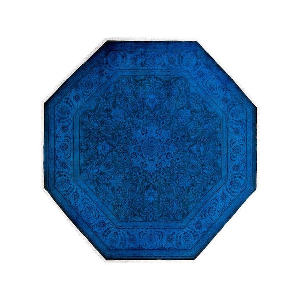 Solo Rugs One-of-a-Kind Contemporary Blue 7 ft. x 7 ft. Hand Knotted Overdyed Area Rug