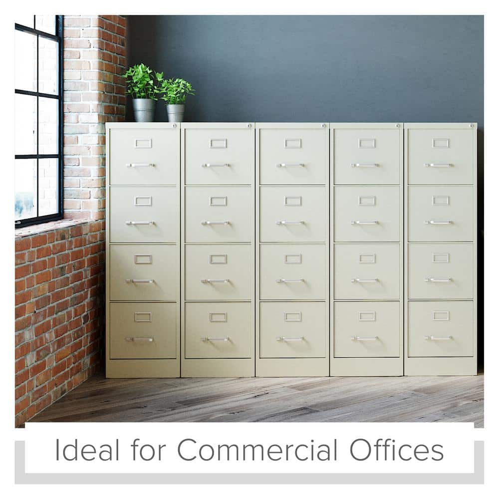 Putty 52" Vertical 4-Drawer Lockable File Cabinet