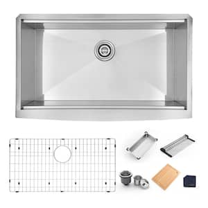 Farmhouse Apron-Front 18-Gauge Stainless Steel 30 in. Single Bowl Workstation Kitchen Sink with Accessories