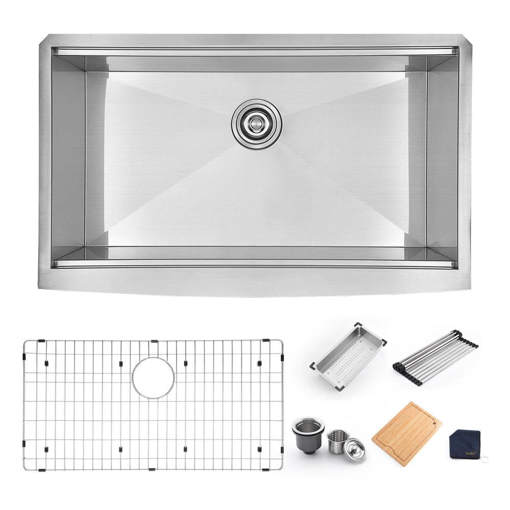 Farmhouse Apron Single Bowl Stainless Steel Kitchen Sink with Accessories