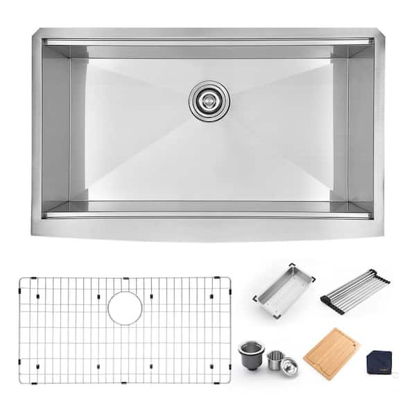 Farmhouse Apron-Front 18-Gauge Stainless Steel 33 in. Single Bowl Workstation Kitchen Sink with Accessories