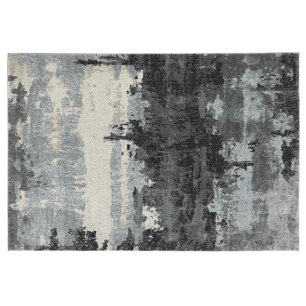 Home Decorators Collection Brome Blue 5 ft.3 in. X 7 ft. 3 in. Abstract Polypropylene Area Rug