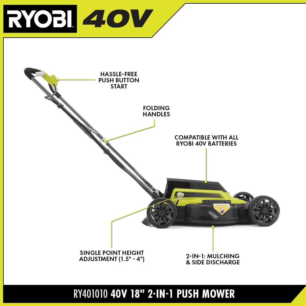 40V 18in Cordless Battery Lawn Mower - rated 4.2241 stars from 723 reviews