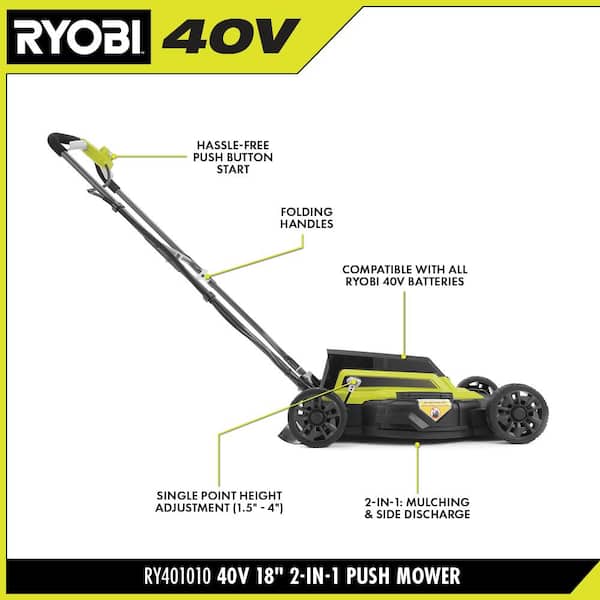 40V 18 in. 2-in-1 Cordless Battery Walk Behind Push Lawn Mower with 6.0 Ah Battery and Charger