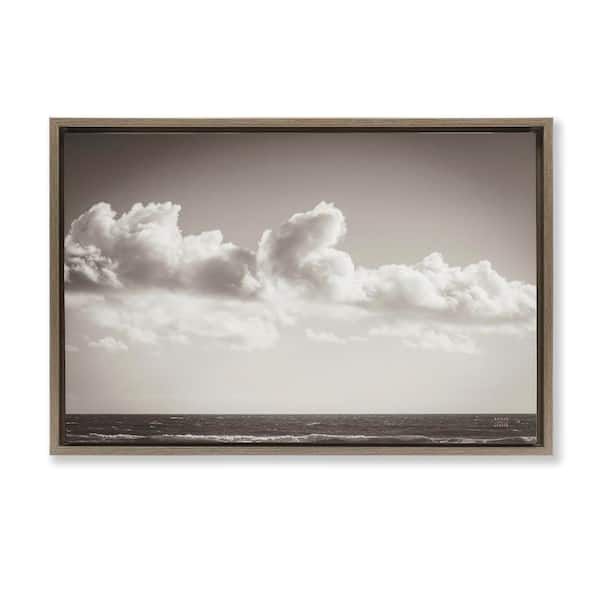 Stupell Industries Clouds over Venice Beach by Nathan Larson Brown Floater Frame Nature Graphic Art Print 21 in. x 31 in.