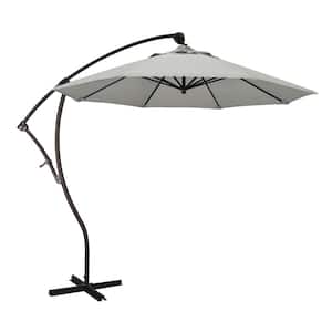 9 ft. Bronze Aluminum Cantilever Patio Umbrella with Crank Open 360 Rotation in Granite Sunbrella