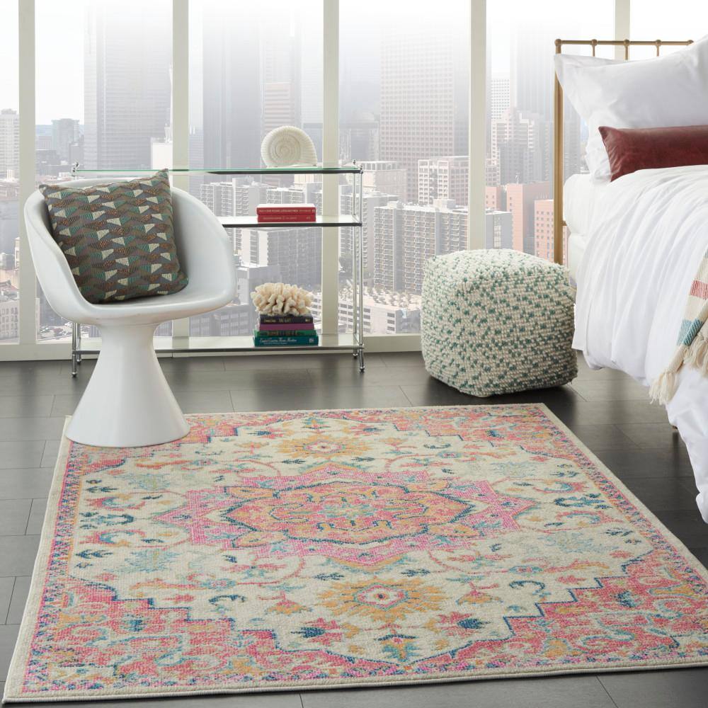 Passion Floral Symphony Blue Rectangular 6'7" x 9'6" Synthetic Rug