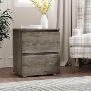 2-Drawer Gray Nightstands Side Table Bedside Table 18.9 in. H x 15.7 in. W x 11.6 in. D