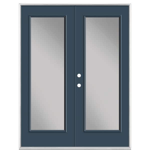 Masonite 60 in. x 80 in. Night Tide Steel Prehung Right-Hand Inswing Full Lite Clear Glass Patio Door without Brickmold