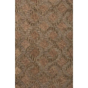Varena Rust/Bark 18 in. x 18 in. Sample Modern 100% Wool Sample Rug