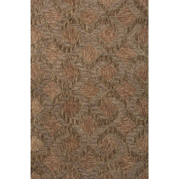 LOLOI II Varena Rust/Bark 18 in. x 18 in. Sample Modern 100% Wool Sample Rug