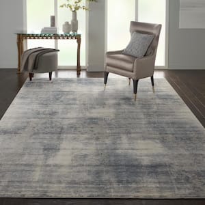Rustic Textures Blue/Ivory 9 ft. x 13 ft. Abstract Contemporary Area Rug