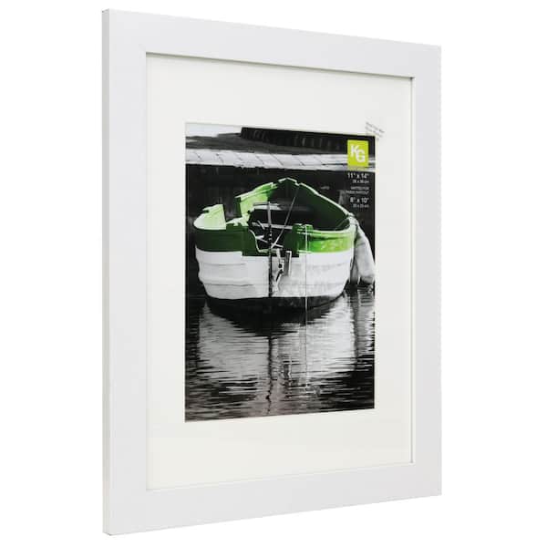 11x14 Matted to 8x10 Ridged Profile with White Mat Wall Frame