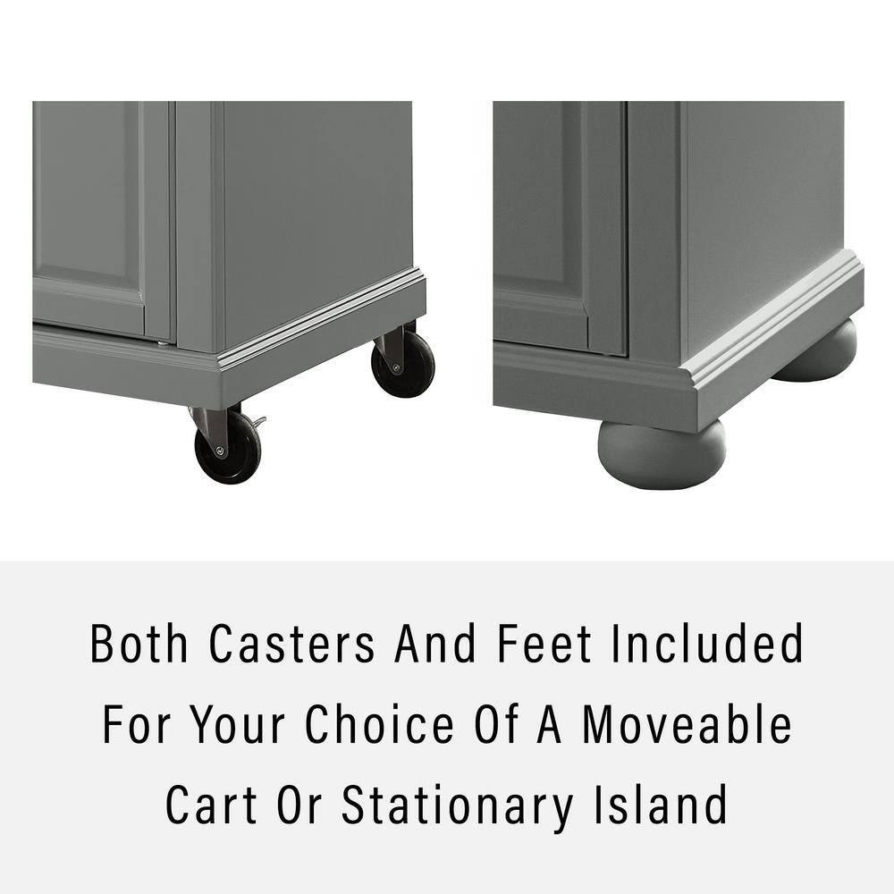 Alexandria Gray Solid Hardwood Kitchen Island with Black Granite Top