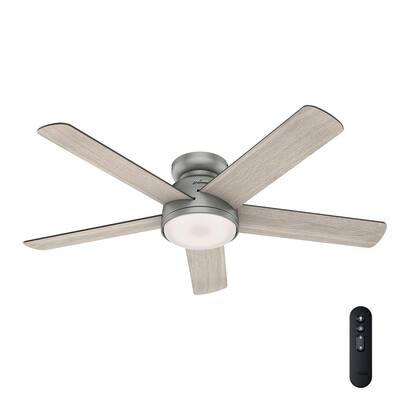 Romulus 54 in. Integrated LED Indoor Matte Silver Low Profile Ceiling Fan with Light Kit and Remote Contro
