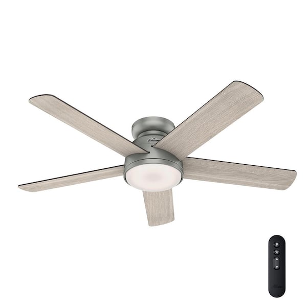 Hunter Romulus 54 In Integrated Led Indoor Matte Silver Low Profile Ceiling Fan With Light Kit And Remote Contro 59483 The Home Depot - Are Flush Mount Ceiling Fans Effective