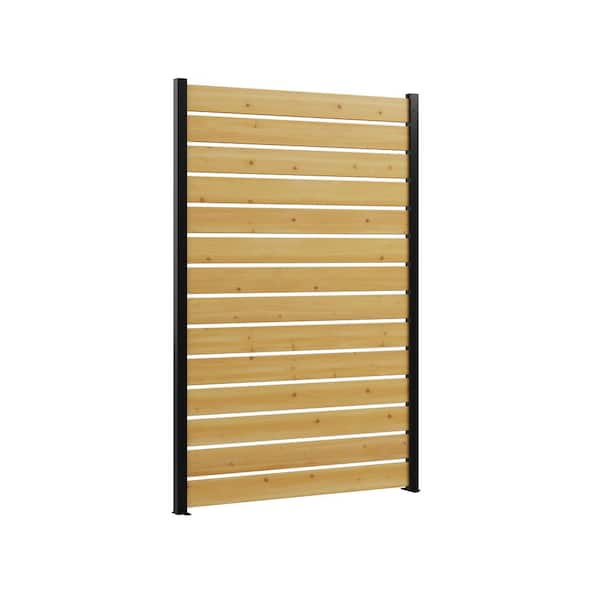 Enclo 6 ft. H x 4 ft. W Surface Mounted Slatted Wood Privacy Screen, Flat Top Style Wood Fence Panel (1-Panel)
