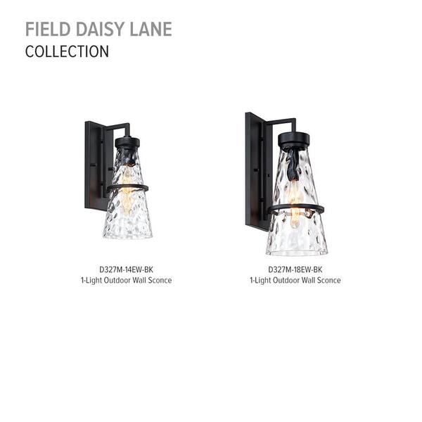 Designers Fountain - Field Daisy Lane Black 1-Light Outdoor Line Voltage Hardwired Porch Light Wall Sconce with No Bulbs Included