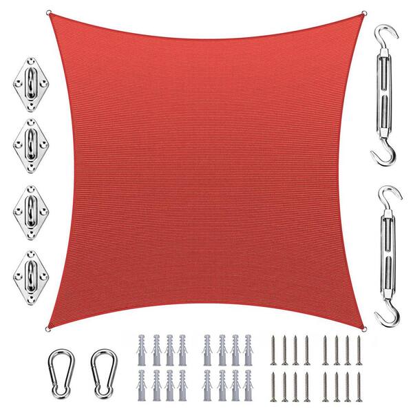8' X 12' Red Rectangle Sun Shade Sail - UPF50+ UV Block Canopy With 3-Year Warranty