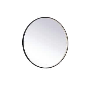 Timeless Home 39 in. W x 39 in. H Modern Round Aluminum Framed LED Wall Bathroom Vanity Mirror in Black