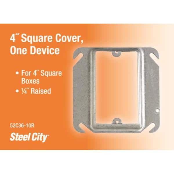 4 in. Square Metal 1-Gang Electrical Box Mud Ring (52C36-10R)