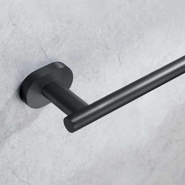 Bath 24 in. Wall Mounted Towel Bar Bathroom Towel Holder in Stainless Steel Matte Black