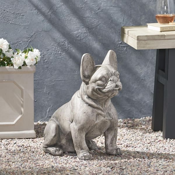 Unbranded - 17 in. H Gray Dog Garden Sculpture Garden Statues