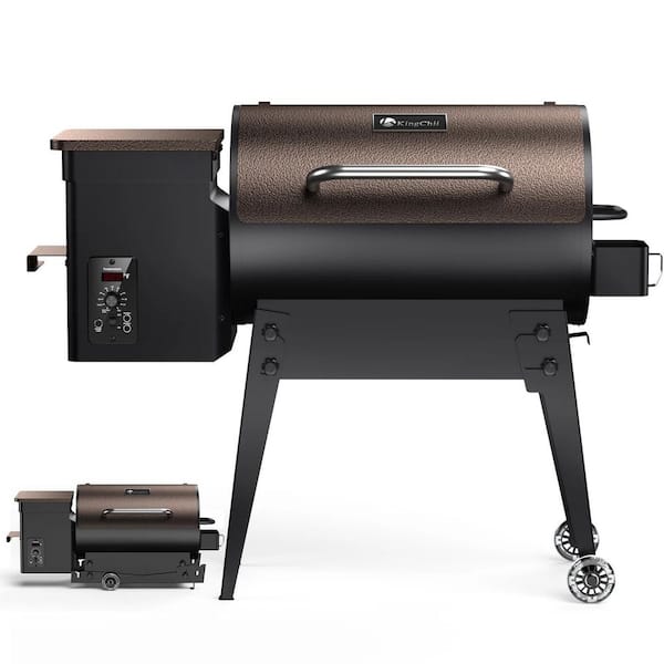 456 sq. in. Wood Pellet Grill and Smoker with Automatic Temperature Control, Foldable Legs for Easy Storage, Brown