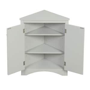 Grey Accent Storage Cabinets Triangle Bathroom Storage Cabinet with Adjustable Shelves Freestanding Floor Cabinet