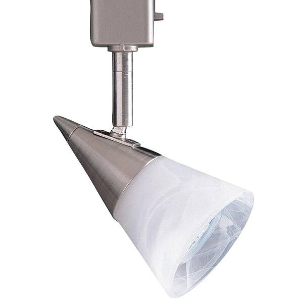 Designers Choice Collection Series 2 Line-Voltage GU-10 Satin Nickel Track Lighting Fixture with White Cone Glass Shade