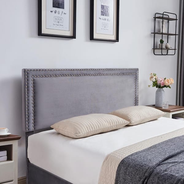 VECELO Platform Bed Frame Gray Metal Frame Queen Size