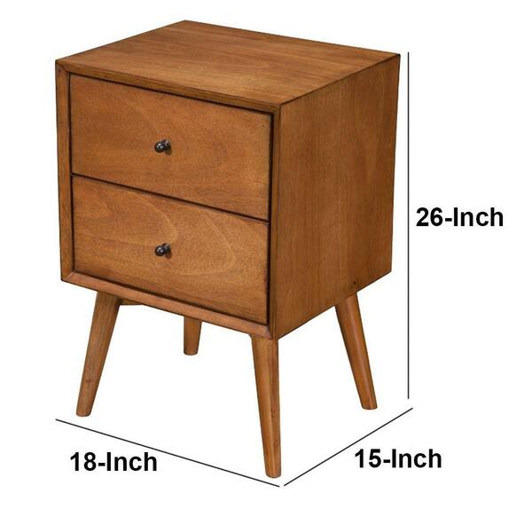 Benzara Mahogany Wood Nightstand