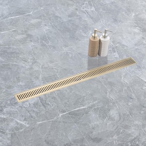 32 in. Stainless Steel Linear Shower Drain with Square Pattern Drain Cover in Brushed Gold